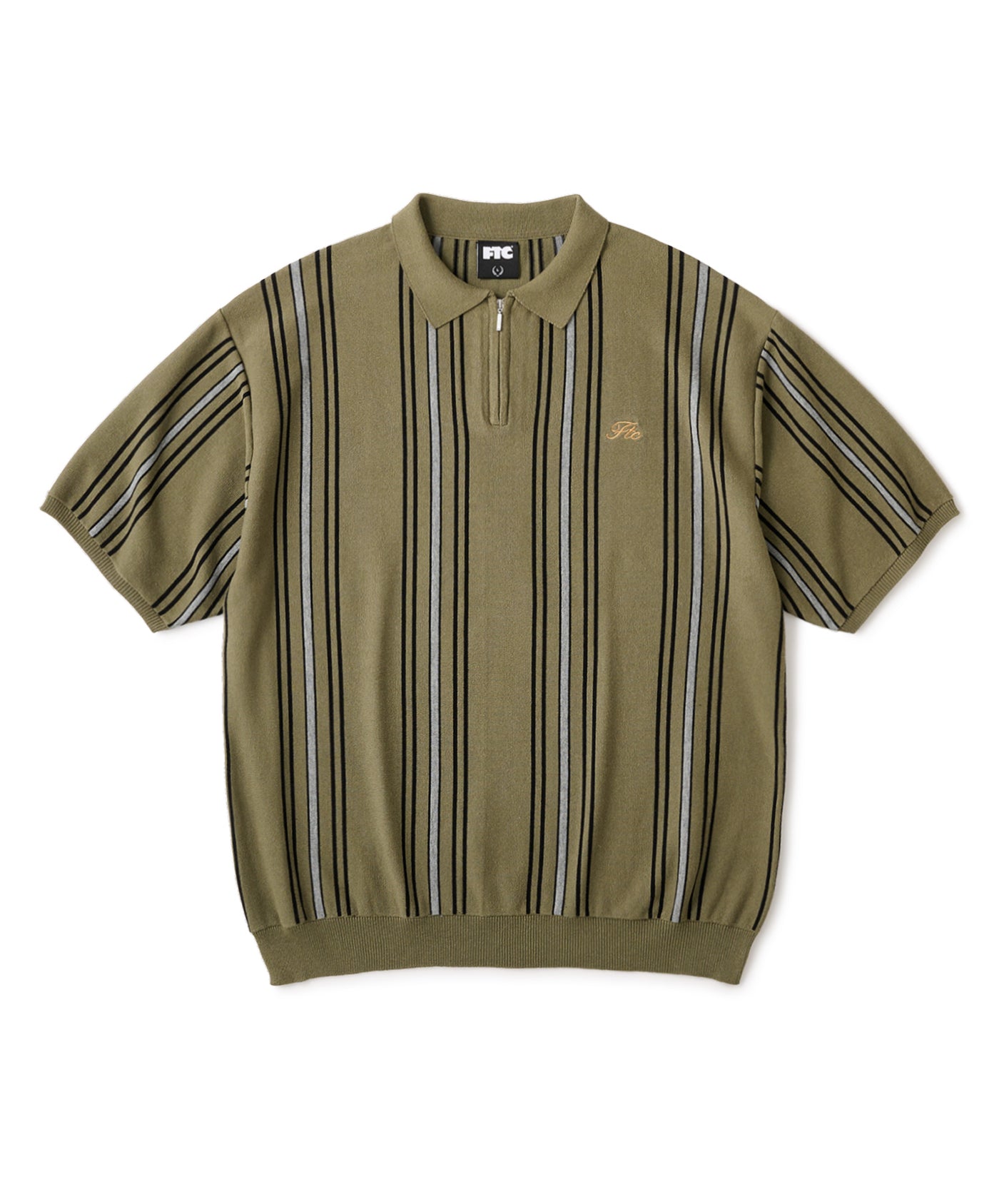 トップス tightbooth STRIPE KNIT POLO OLIVE XL STRIPE KNIT OPEN POLO - TIGHTBOOTH® タイトブース オフィシャル